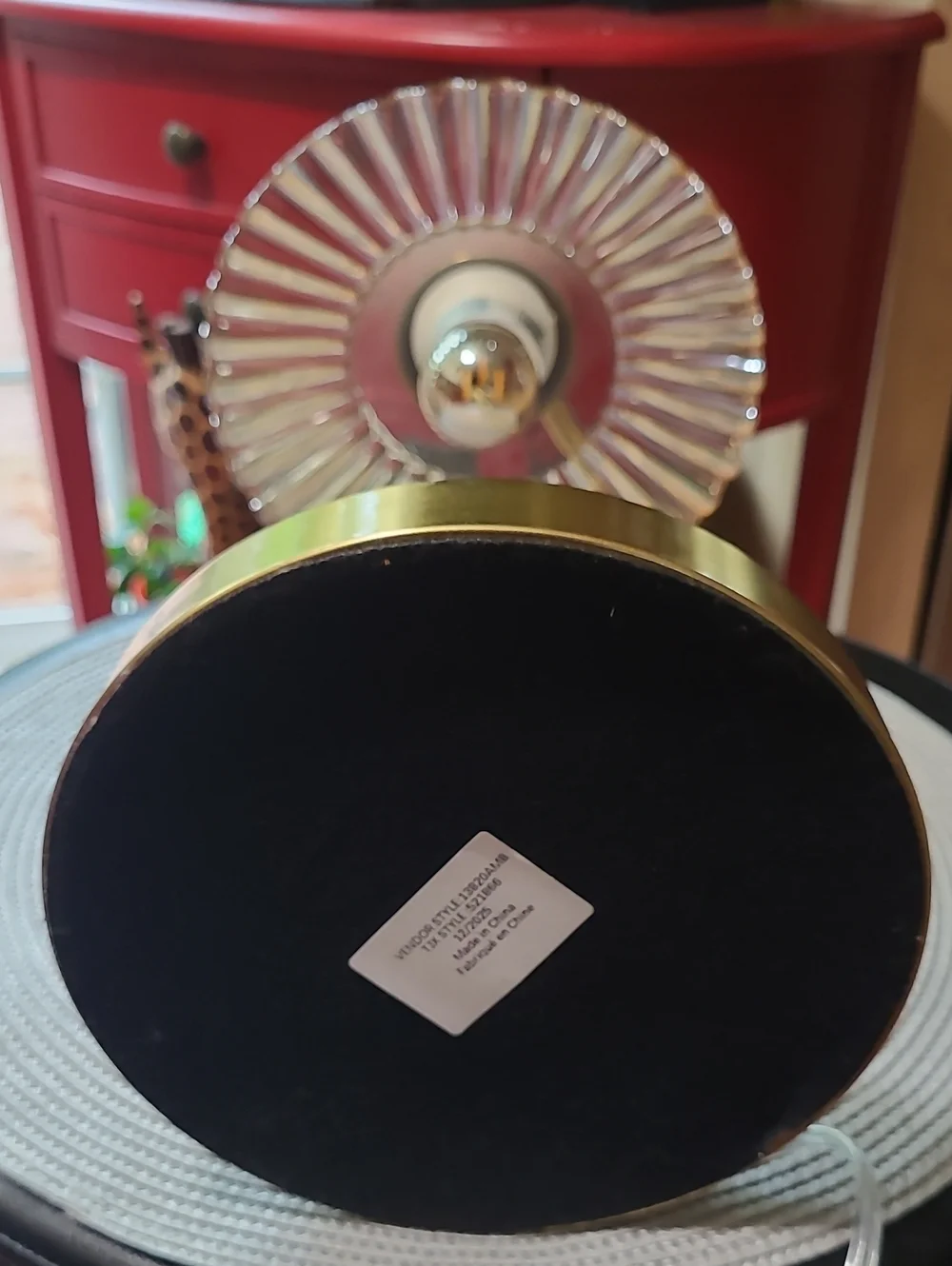 Thomasville Brass Glass Ruffled Shade Table Lamp